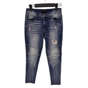 Kancan Skinny‎ Moto Jeans Womens 7 Blue Cotton Blend Distressed